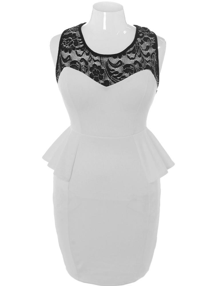 Plus Size Seductive Peplum Hips White Dress