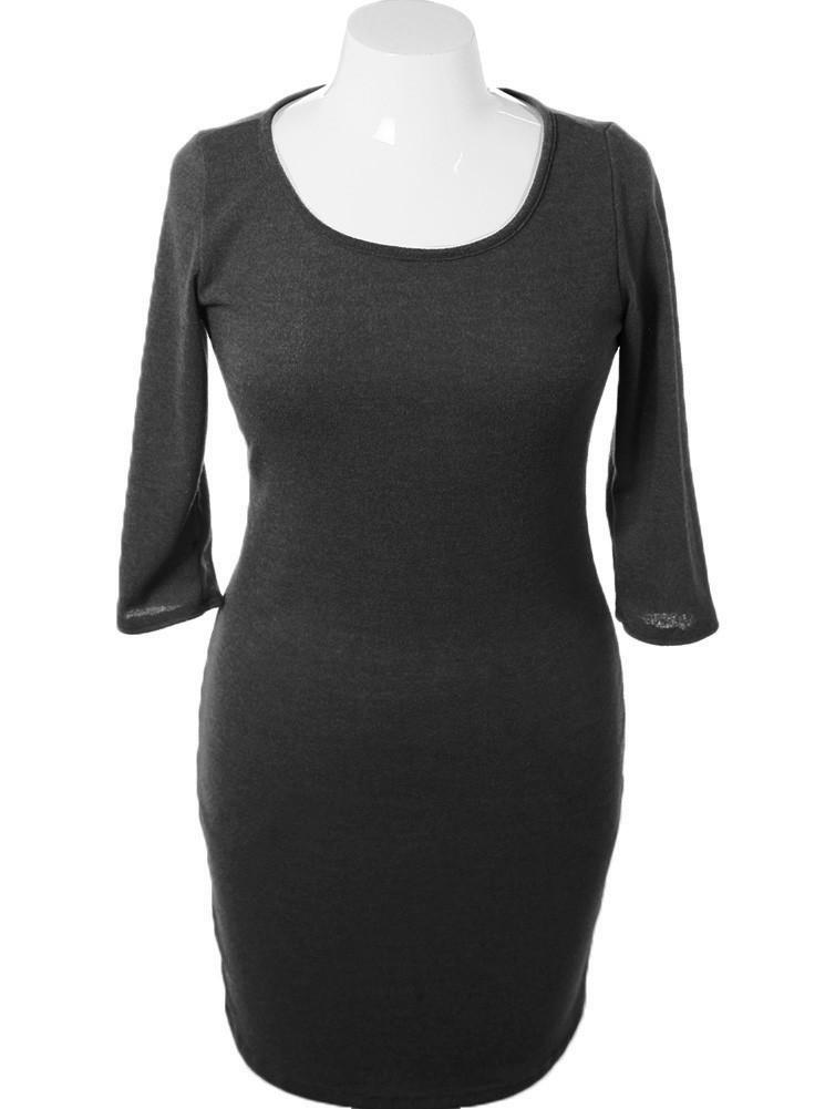 Plus Size Soft Sweater Black Cocktail Dress