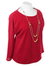 Plus Size Necklace Long Sleeve Red Top