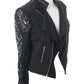 Plus Size Lace Sleeves Black Biker Jacket