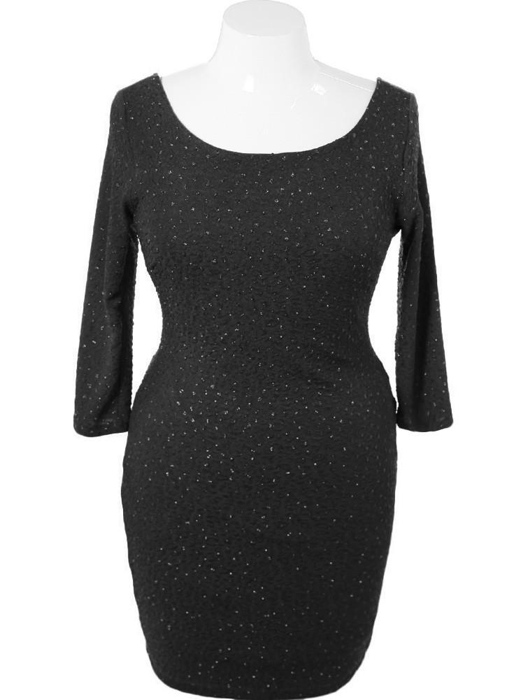 Plus Size Sparkling Shimmer Black Dress