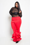 Plus Size Ruffled Layered Solid Pants