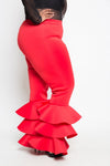 Plus Size Ruffled Layered Solid Pants