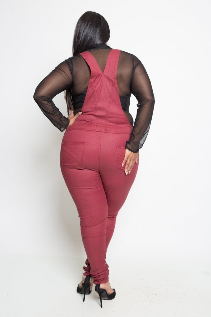 Plus Size Denim Pocket Pants Overall