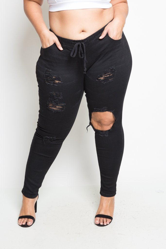 Plus Size Ripped Hole Skinny Jeans