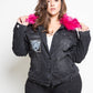 Plus Size Black And Pink Fur Jacket
