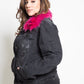 Plus Size Black And Pink Fur Jacket