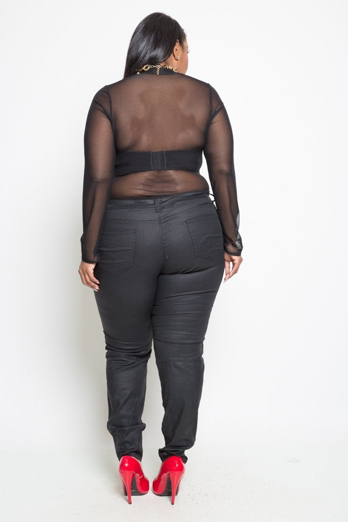 Plus Size Mid-Waist Black Denim