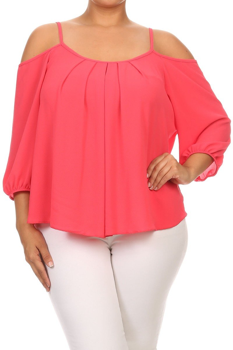 Plus Size Cut Out Shoulders Sexy Top