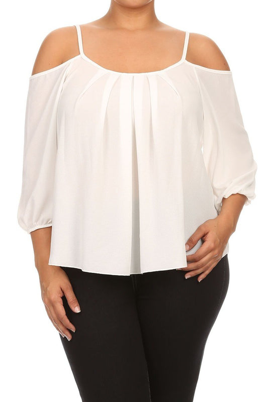 Plus Size Cut Out Shoulders Sexy Top