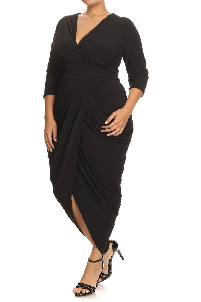 Wrapped Cross Over Maxi Sexy Plus Size Dress