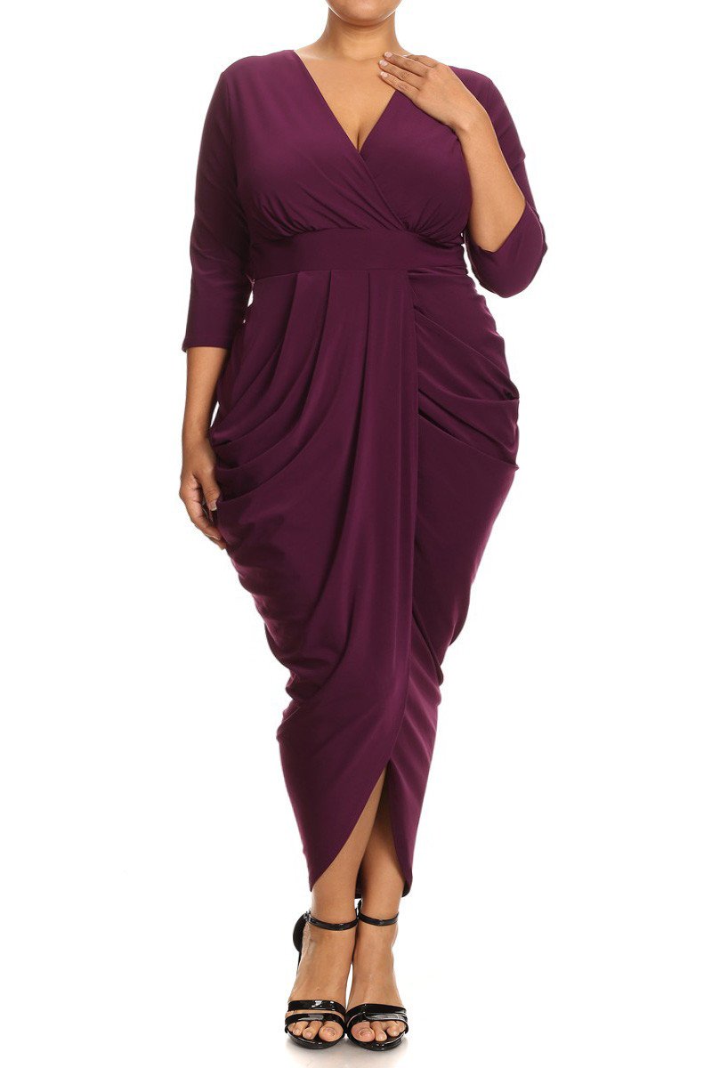 Wrapped Cross Over Maxi Sexy Plus Size Dress