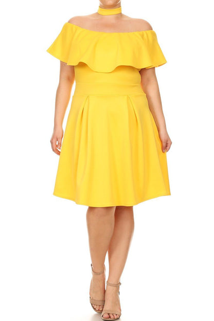 Plus Size Dashing Ruffled Choker Neckline Dress [SALE]