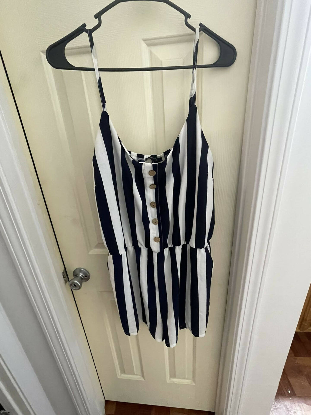Navy Blue And White Romper