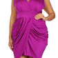 Plus Size V Neck Purple Bubble Dress