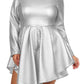 Plus Size Diamond Gal Faux Leather Skater Dress