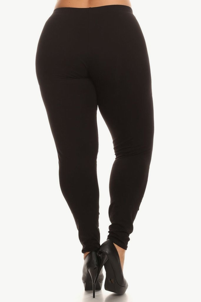 Plus Size Slashed Detail High Waist Leggings