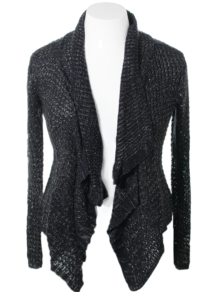 Plus Size Knitted Stretchy Black Cardigan