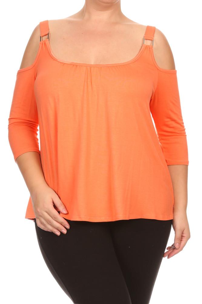 Plus Size Spring Love Cut Out Shoulders Top