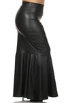 Plus Size Sexy Curve Mermaid Faux Leather Maxi Skirt