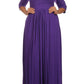 Plus Size Solid Cut Out Shoulder Slit Maxi