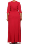 Plus Size Solid Cut Out Shoulder Slit Maxi