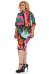 Plus Size Sexy Abstract Two Piece Midi Dress