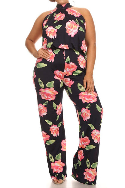 Plus Size Pretty Summer Rose Jumpsuit