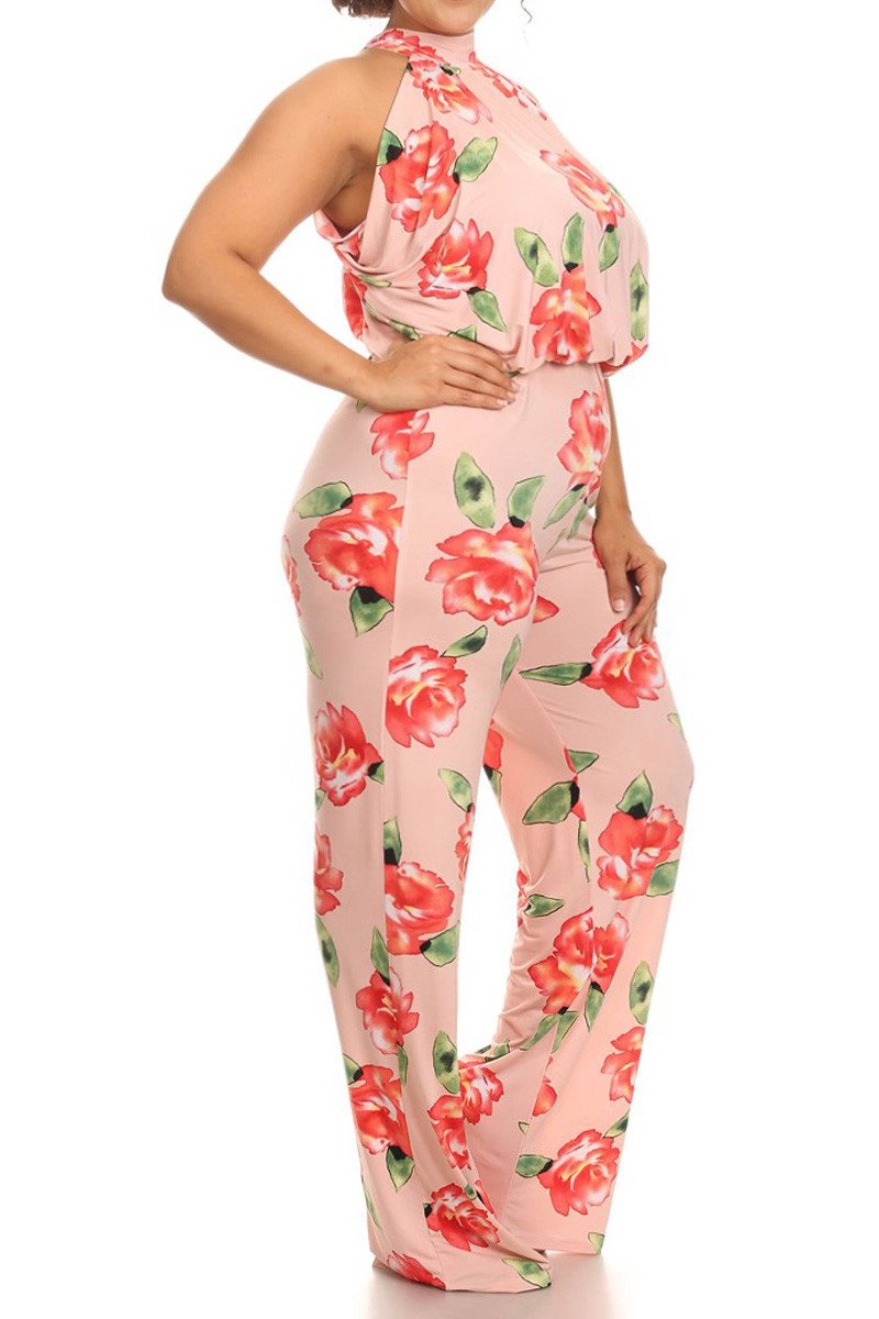 Plus Size Pretty Summer Rose Jumpsuit