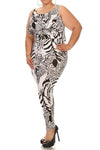 Plus Size Layered Abstract Animal Printed Body Con - B&W