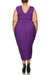 Plus Size Elegant Sleeveless V-Neck Wrap Maxi Dress