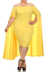 Plus Size Ravishing Off The Shoulder Cape Dress [SALE]