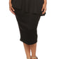 Plus Size Solid Techno Ruffled Pencil Skirt