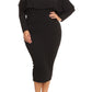 Plus Size Solid Long Sleeve Off The Shoulder Midi Bodycon Dress