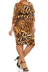See Through Cut Out Cheetah Plus Size Dress