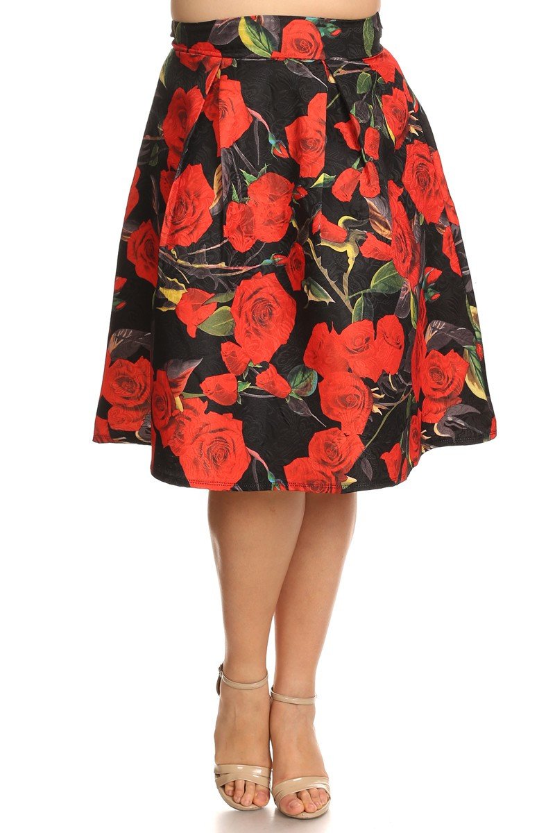 Plus Size For Love And Roses Flared Skirt