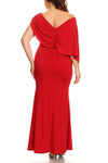 Plus Size Solid One Shoulder Maxi Dress In A Mermaid Silhouette
