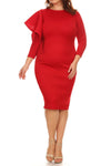 Plus Size Glam Ruffled Shoulder Plus Size Bodycon Dress