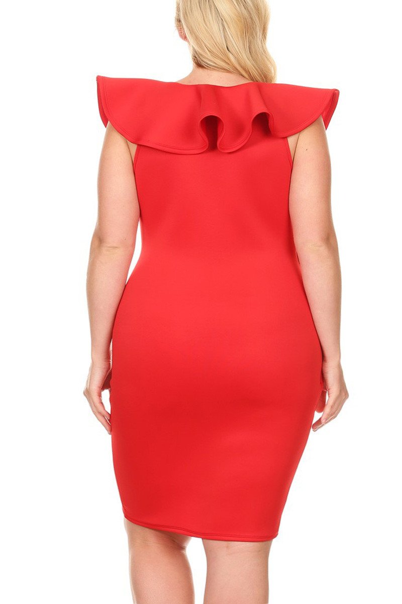 Plus Size SLAY V-Neckline Super Techno Solid Dress