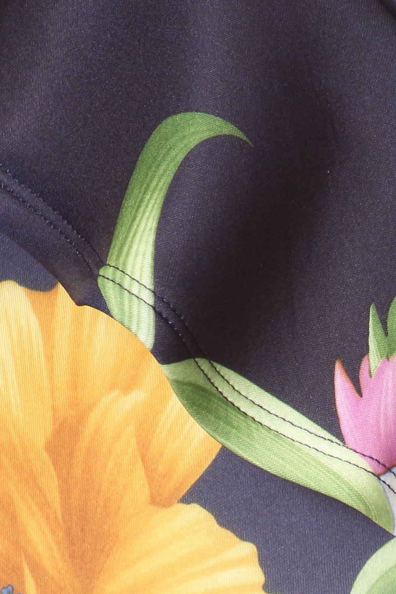 Plus Size Floral V-Neck Line Scuba Dress [SALE]