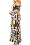 Plus Size Off Shoulder Colorful Zebra Sweetheart Maxi Dress