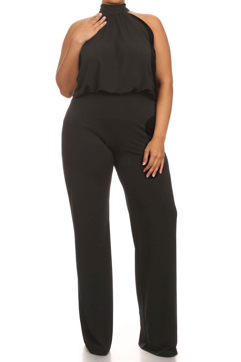 Plus Size Relaxed Fit Halter Neck Jumpsuit