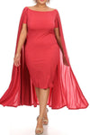 Plus Size Ravishing Off The Shoulder Cape Dress [SALE]
