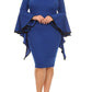 Plus Size Solid Off Shoulder Midi Dress Long Flutter Sleeves
