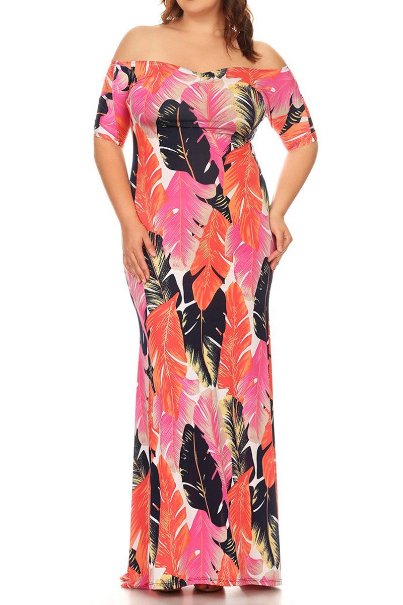 Plus Size Summer Breeze Floral Off Shoulder Maxi Dress [SALE]