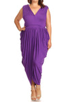 Plus Size Elegant Sleeveless V-Neck Wrap Maxi Dress