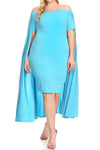 Plus Size Ravishing Off The Shoulder Cape Dress [SALE]