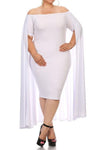 Plus Size Ravishing Off The Shoulder Cape Dress [SALE]