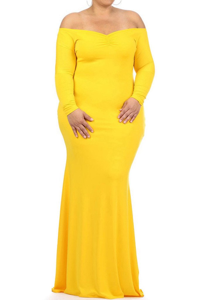 Plus Size Solid Stretch Mermaid Maxi Dress