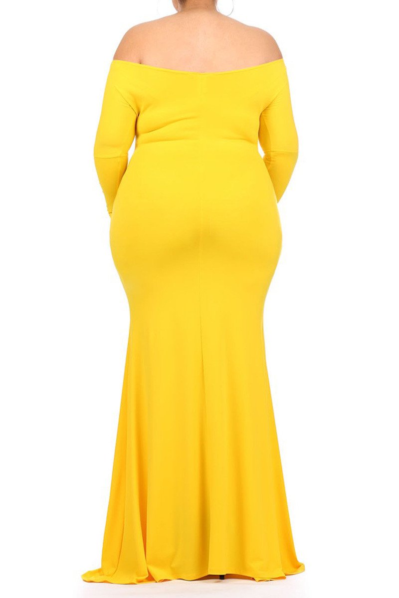 Plus Size Solid Stretch Mermaid Maxi Dress